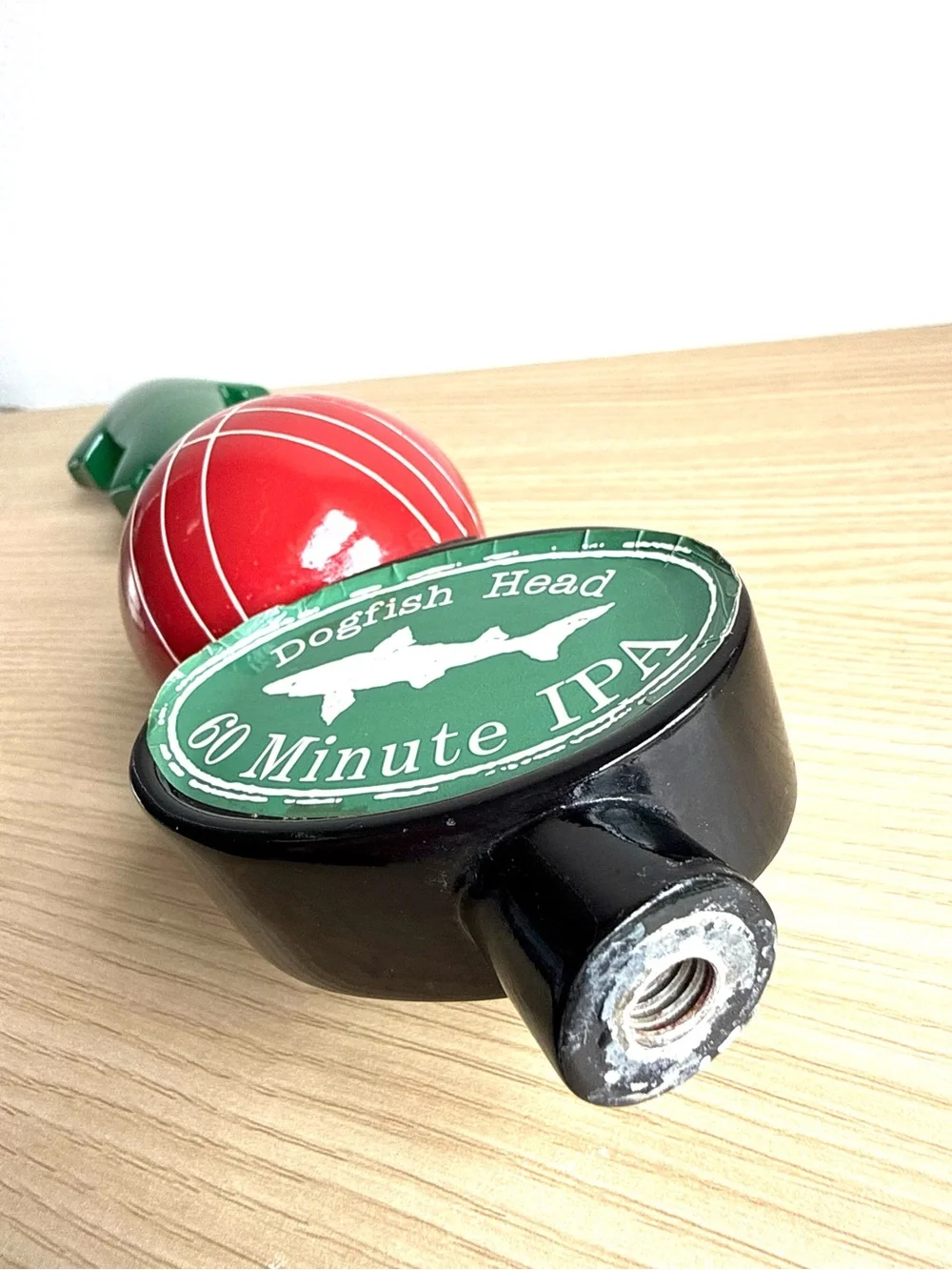 Dogfish Head Craft Beer Bar Tap Handle 60 Minute IPA Green Shark Bocce Ball EUC